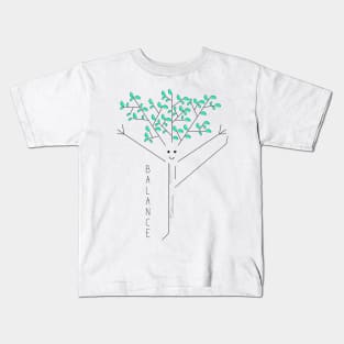 Funny drawing of a tree practicing yoga Kids T-Shirt